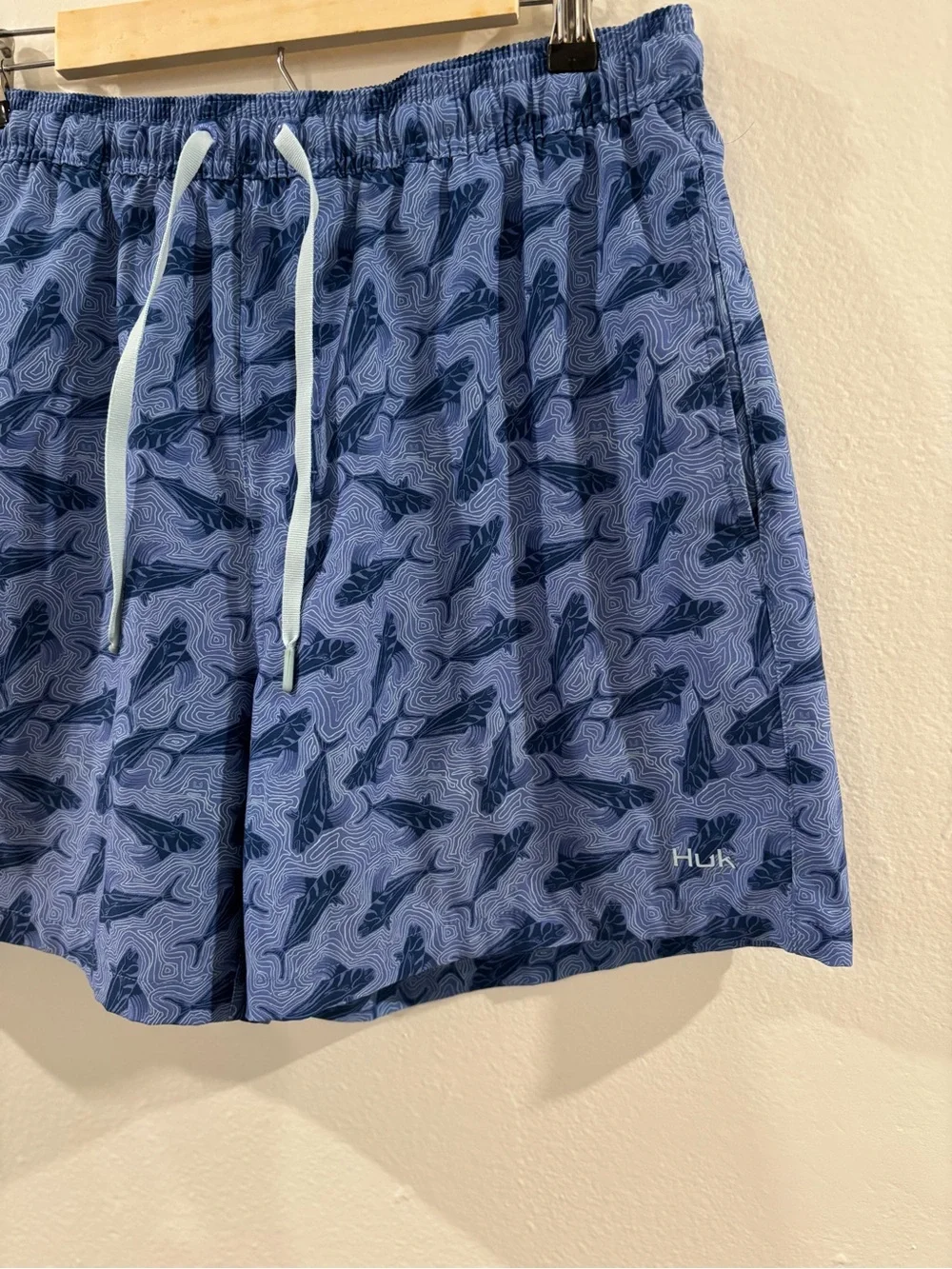Huk Blue Shark-Pattern Swim Trunks - Picture 3 of 14